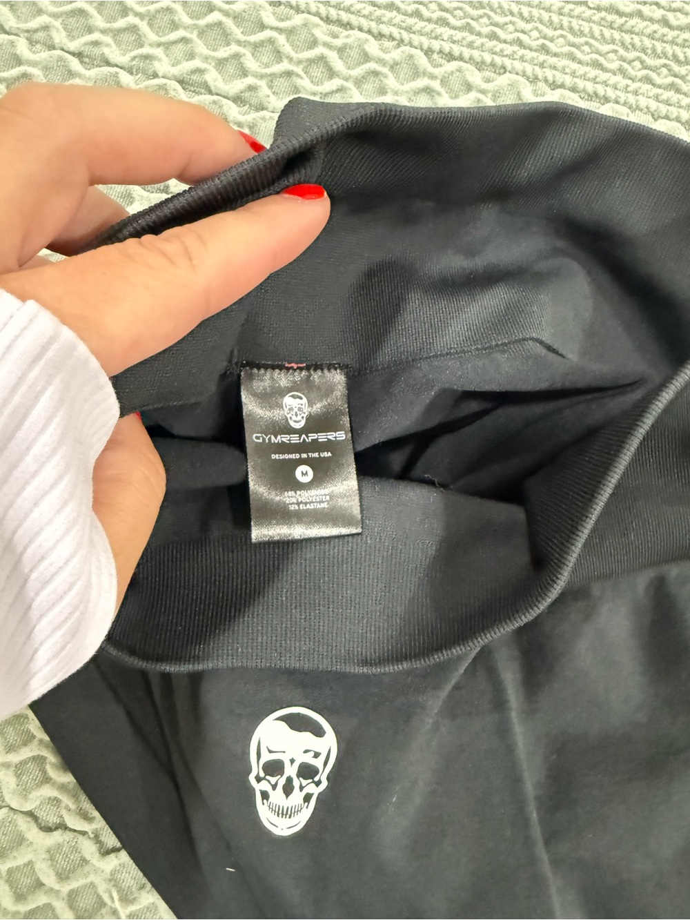 Black Women's Performance Bike Shorts with Skull Accent - Picture 3 of 3